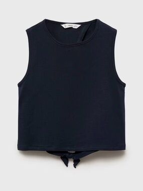 Mango Navy Tie-Back Sleeveless Tank